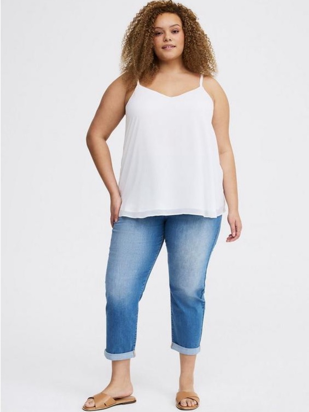 torrid White Double-Hem V-Neck Camisole